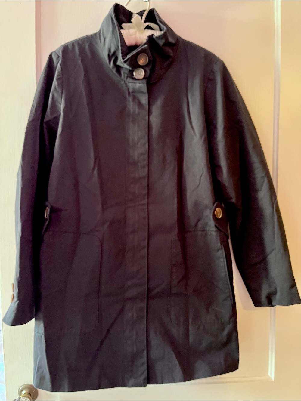 Esprit Black Trench Coat with Stand Collar